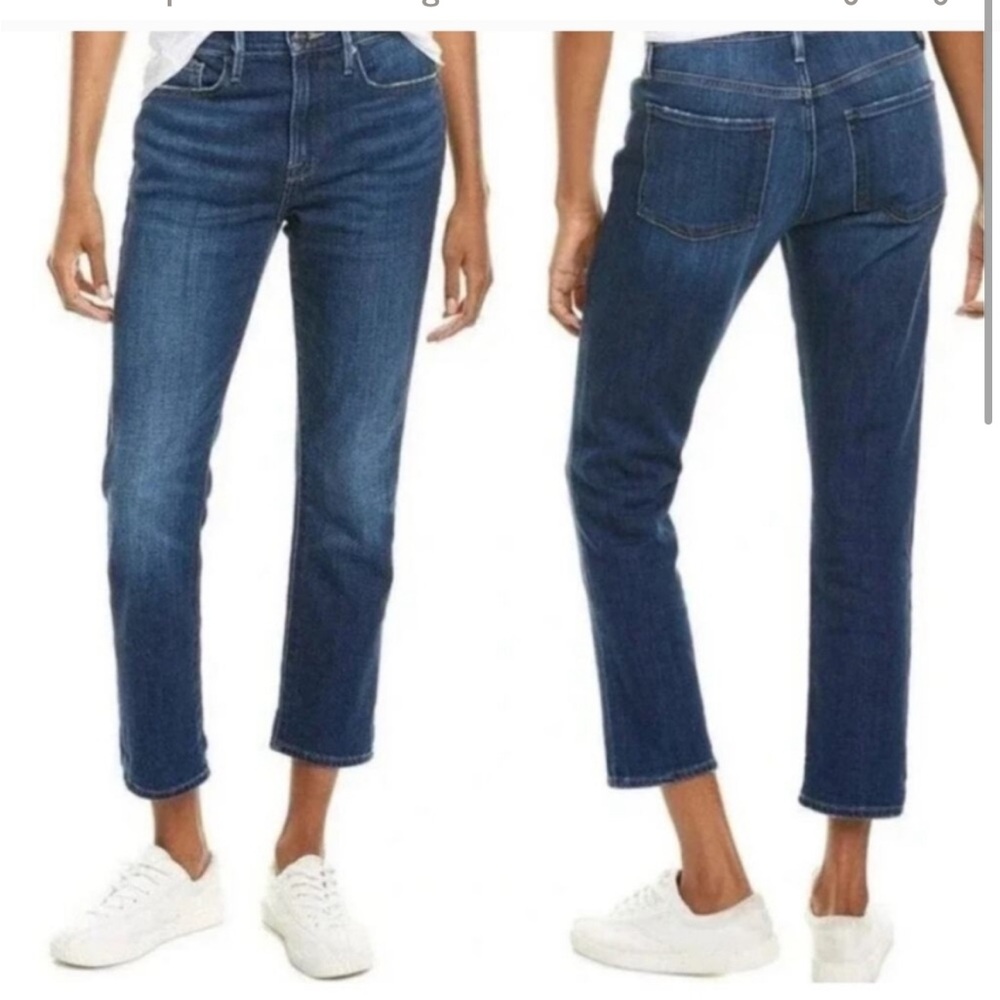 🕶️FRAME Denim Blue Le Beau Boyfriend Jean Burnside Wash Size 32 / 14
